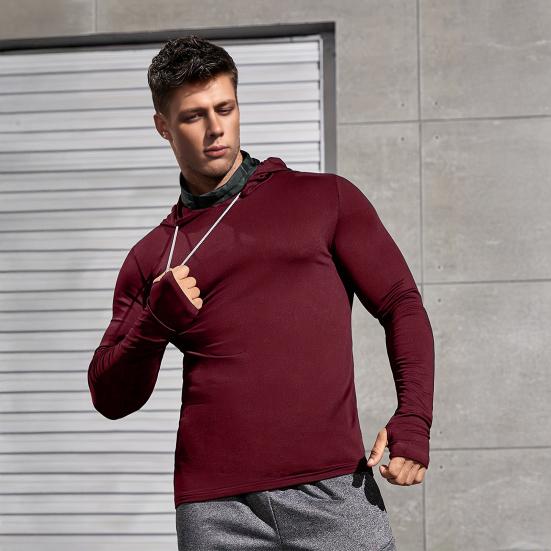 Herren Hoodie mit Gesichtspolster Kompression Langarm Basisschicht Schnelltrocknend Winter Ski Laufen Unterhemd