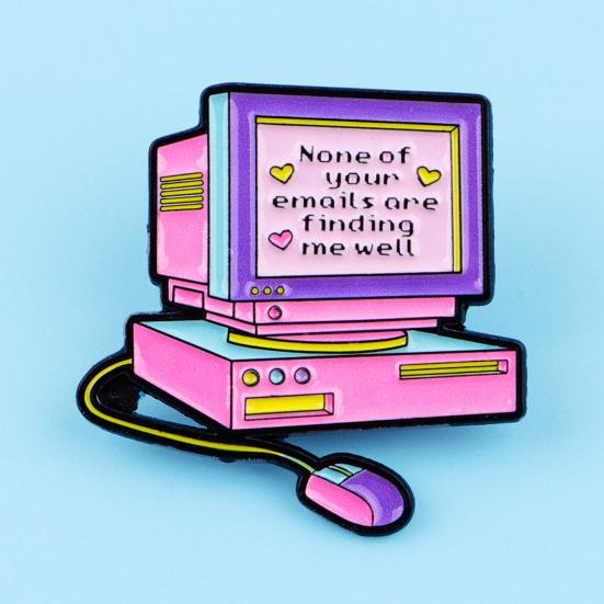 Women Brooch Cartoon Computer Design Zinc Alloy Brooch Pin Bag Sweater Suit Lapel Decorative Enamel Badge Outfit Accessory