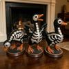 3Pcs Halloween Spooky Skeleton Goose Figurine, Miniature Skeleton Goose Resin Statue, Skeleton Animal Sculpture Desktop Ornament for Home, Office,