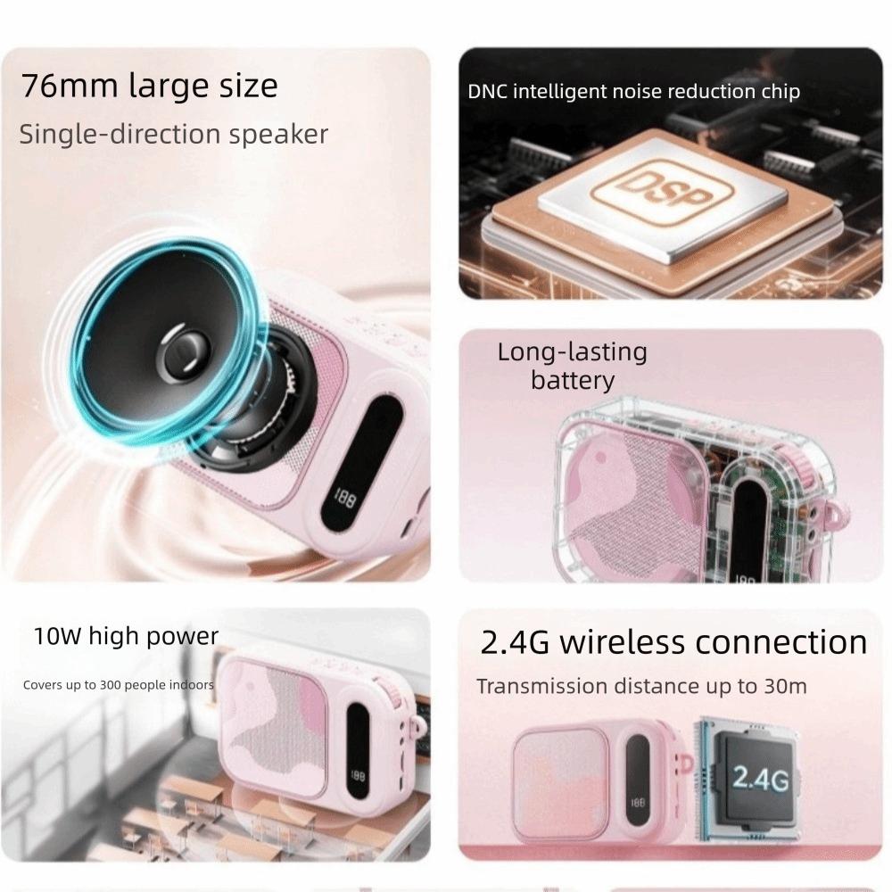 Rechargeable Portable Voice Amplifier Neck Clip Neck Clip Microphone Tour Guides