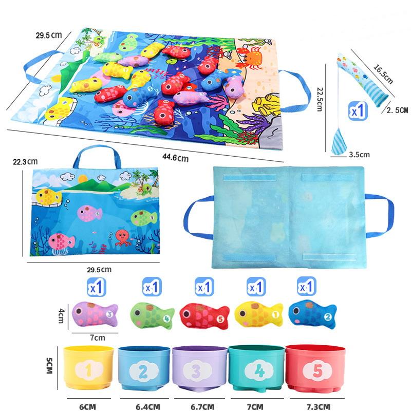 

1 Набор Математические игрушки для счета, Тканевая игра «Рыбалка», Сортировка по цвету, Раннее развитие, Монтессори-игрушка для малышей