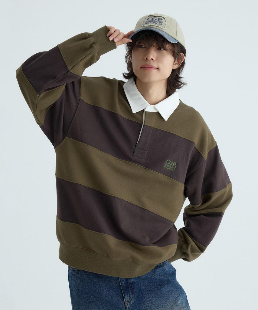CGP Striped Rugby Sweatshirt_Olive