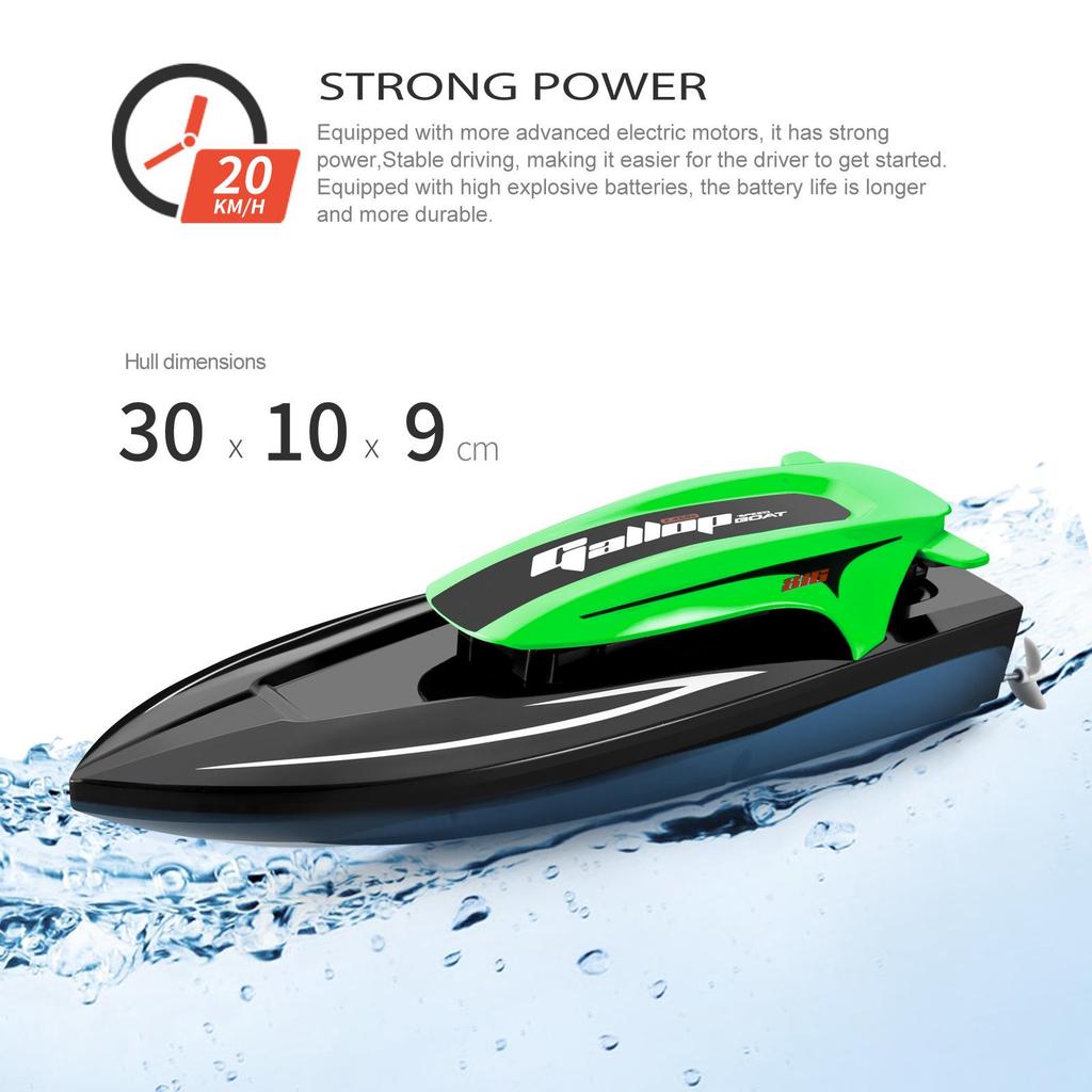 2.4G High-Speed Remote Control Waterproof Electric Speedboat with Lights for Kids