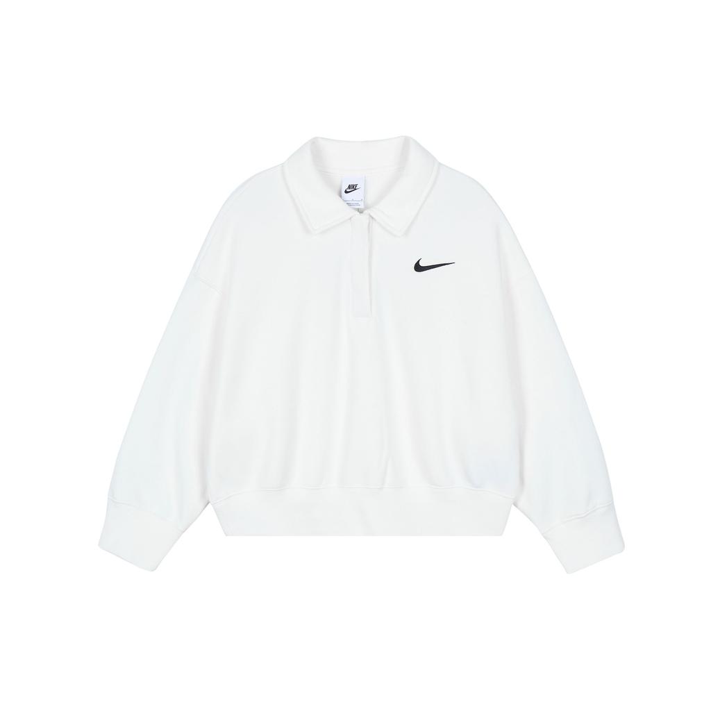 Nike Embroidered Logo Solid Color Polo Shirt Women Tops Sail-White DQ5869-133