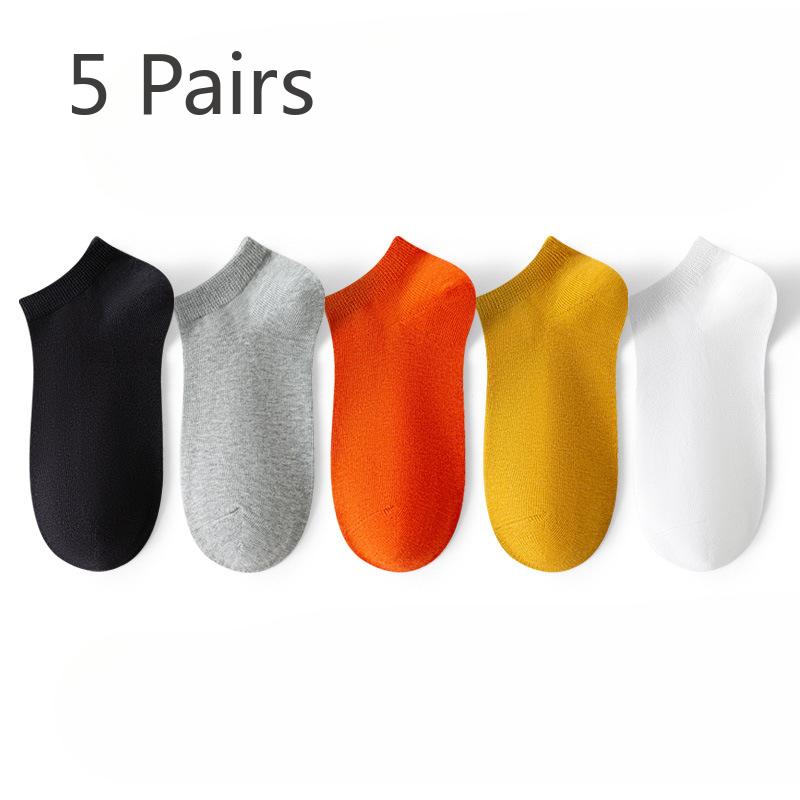 5 Pairs  Female Spring and Autumn Cotton Breathable Deodorant Sweat Absorbing Low Top Socks