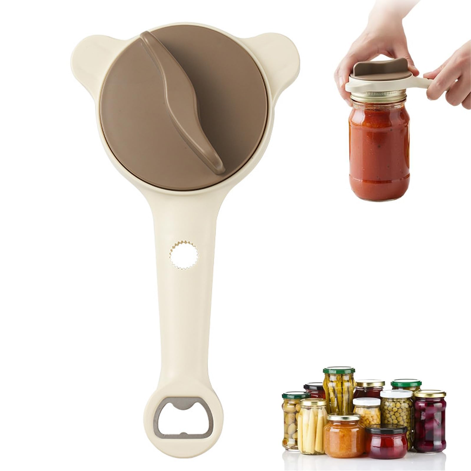 

4-in-1 Multi-Function Jar Opener,Adjustable Stainless Steel Bottle Lid Remover for Seniors and Kids,Weak Hands and Arthritis,Universal Kitchen Tools 1 Pc
