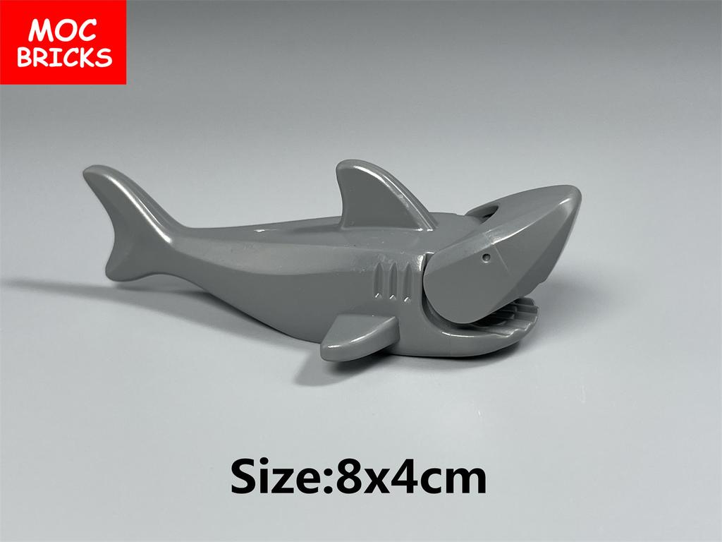 MOC Bricks Pirate Shark Caribbean Ocean Animal 13cm 8cm Assembled Educational Building Blocks DIY Kids Toys Gifts