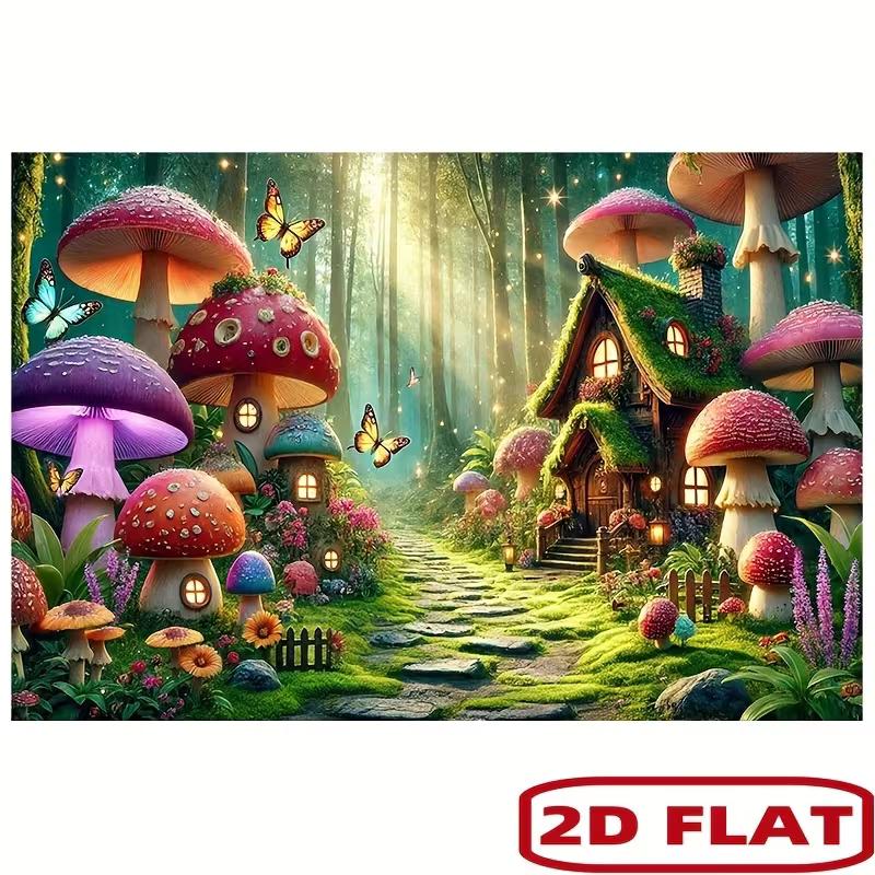 2D Bunter Verzauberter Pilzwald Foto Hintergrund für Kindergeburtstagsparty