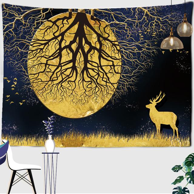 

Рождественский палевый гобелен HGoliday, милый снеговик, подарок, настенный подвесной мультфильм, психоделические звезды, ночной вид, домашний декор 95x70 CM