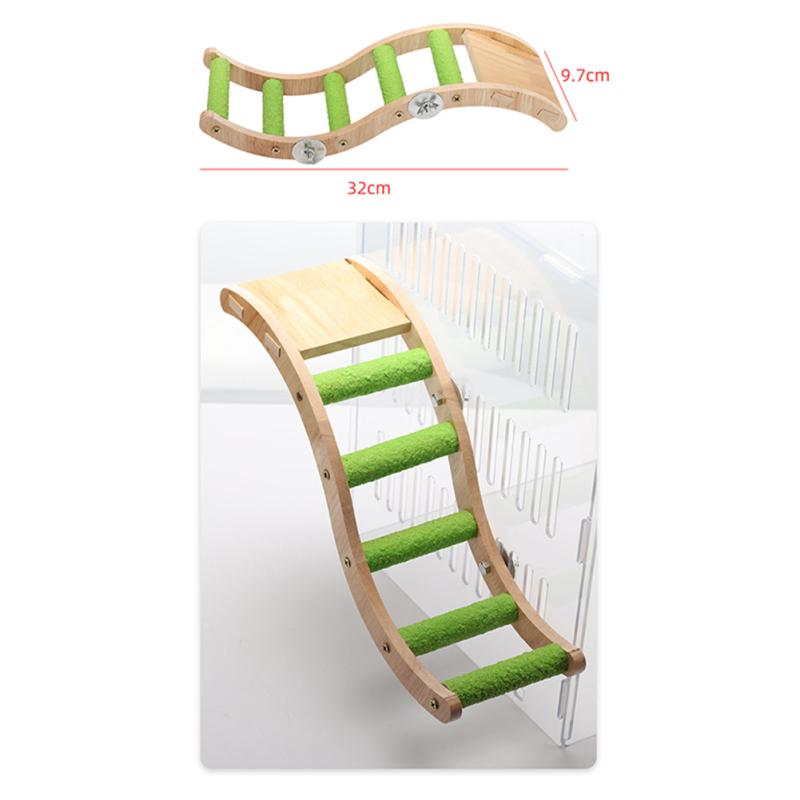 Pet Bird Wooden Ladder Play Platform Grinding Claws Interactive Toy Birds Cage Accessories Supplies