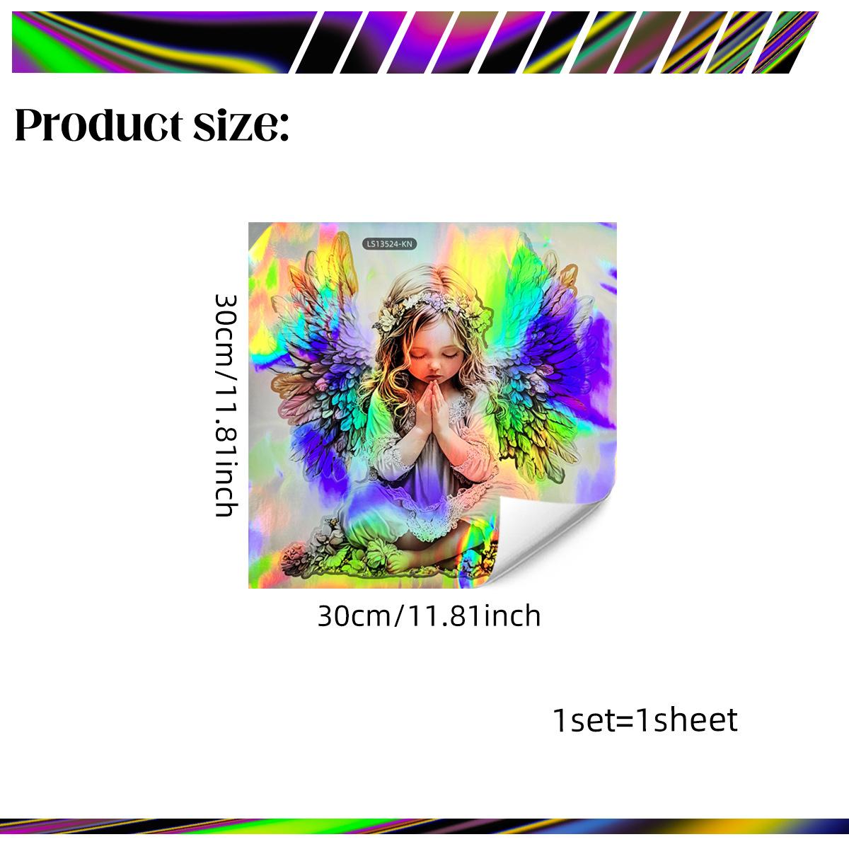 

Ls13524 Laser Gradual Change Colorful Wish Little Girl Wings Wall Sticker Angle Different Pattern Color