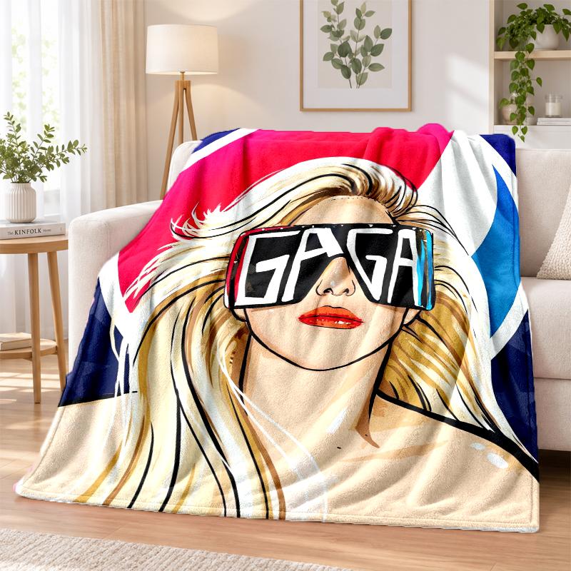 Lady Gaga Flannel Throw Blanket Soft Warm Cozy For Sofa Bed Indoor Home Bedroom Use