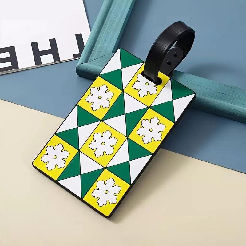 Trendy Soft Rubber Luggage Tag: Colorful Geometric Camouflage Polka Dot Pattern, Wear-Resistant & Waterproof Travel Essential.
