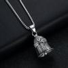 Nordic Style Lucky Bell Necklace Religious Biker Good Luck Charm Viking Cross Bell Necklace