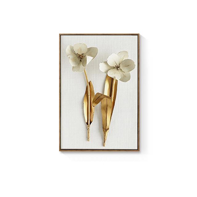 

Золотые растения, листья и цветы, настенная живопись на холсте, настенные панно для гостиной, скандинавские декоративные картины, современный декор 30x40cm no frame