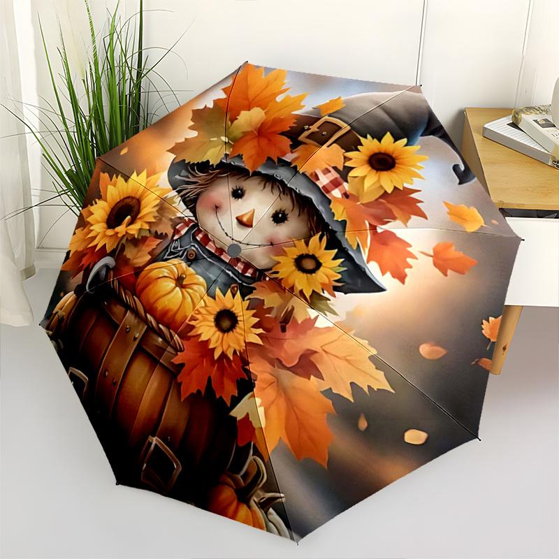 

1pc Autumn Harvest Scarecrow Automatic Opening and Closing Practical Umbrella - Suitable for Various Occasions, Outdoor Activities, Lightweight and Du