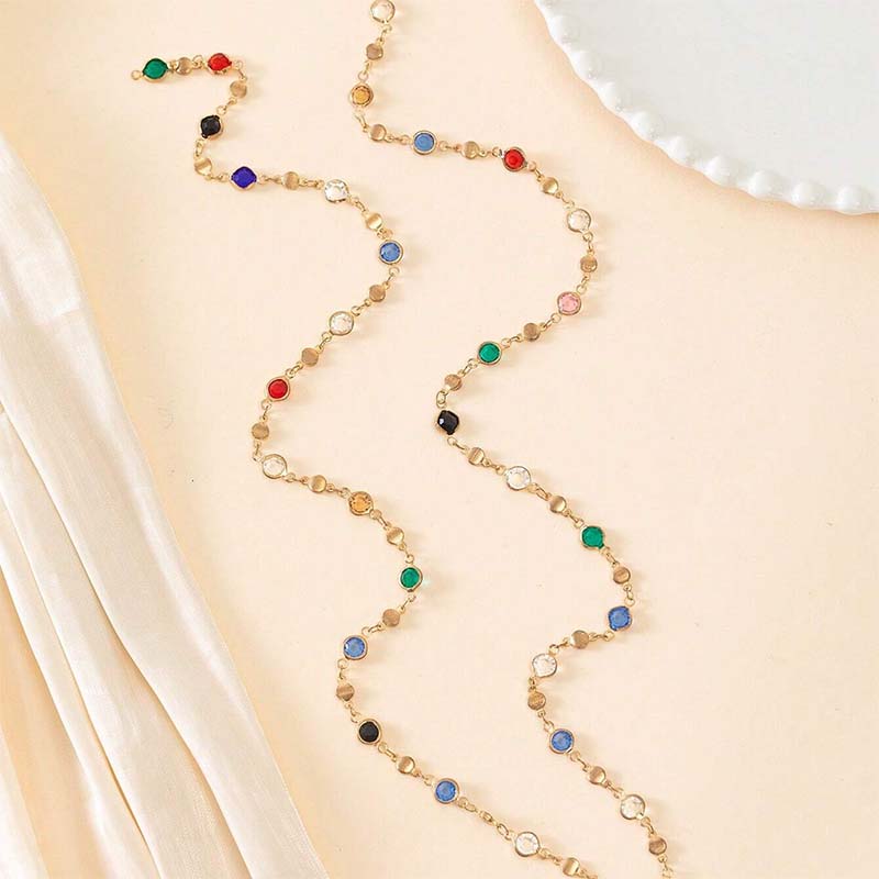 LATS New Luxury Colourful Long Tassel Necklace for Women Shiny Rhinestone Crystal Zircon Choker Bohemian Statement Jewelry Gifts