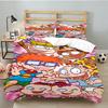 3PCS Rugrats  Bedding Set Printed Duvet Cover Closure Includes 1 Duvet Cover & 2 Pillowcases for All Seasons Bedroom Decor