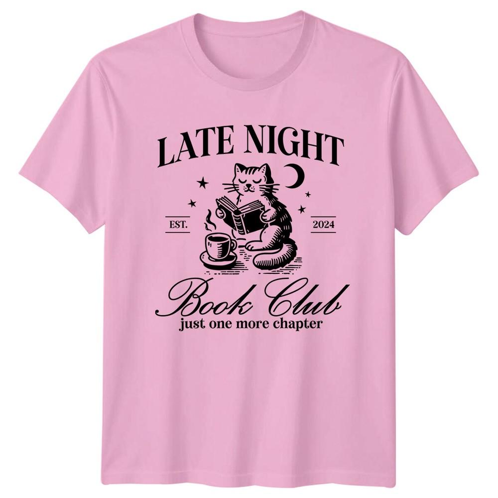 Late Night Book Club Just One More Chapter Cat TShirt