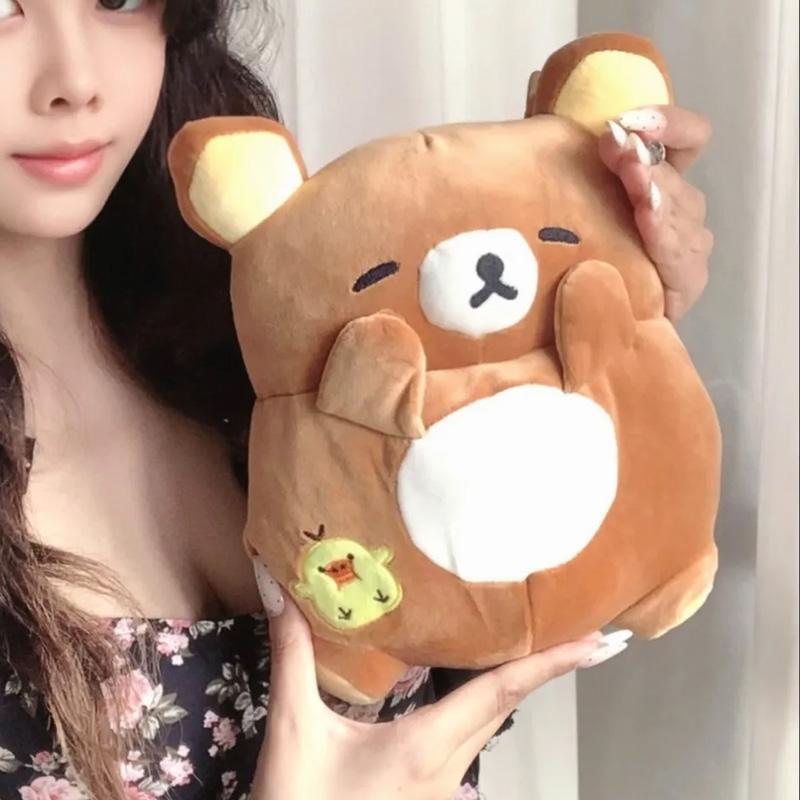 Rilakkuma Super Soft Plush Throw Pillow Cute Bear Stuffed Doll Fluffy Sofa Cushion Home Bedroom Decor Comfort Sleeping Toy Gift