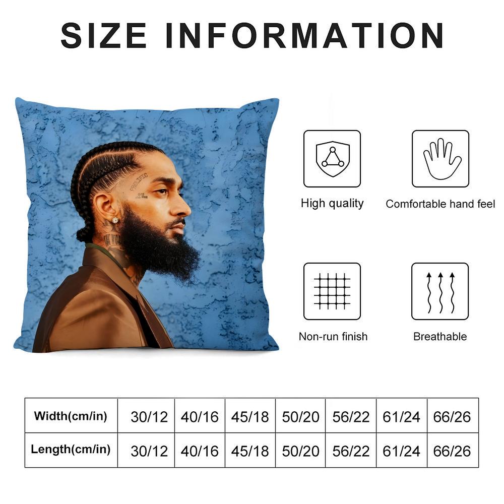 N-Nipsey Husslee Rapper Cushion Cover Pillowcase Ultra Soft Skin Friendly Fabric Cloud Like Comfort & Concealed Zipper