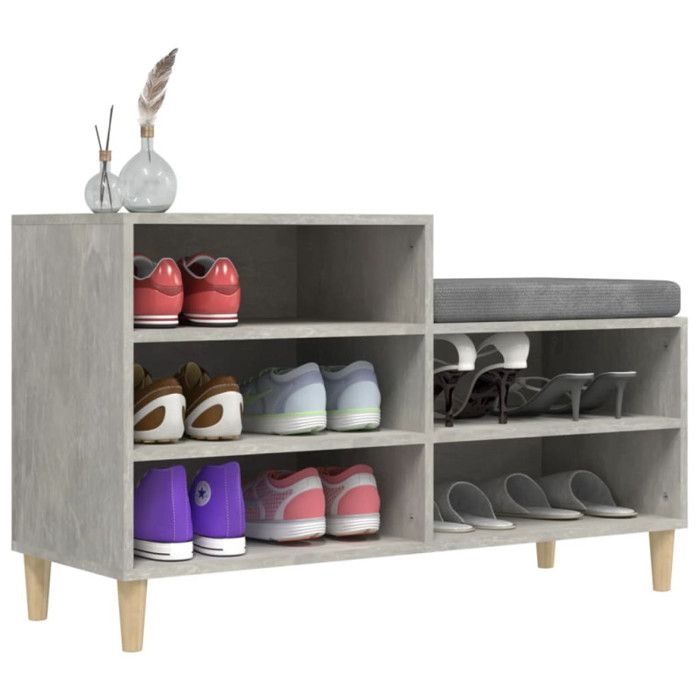 VidaXL Shoe Cabinet Concrete Grey 102x36x60 Cm Engineered Wood 819728