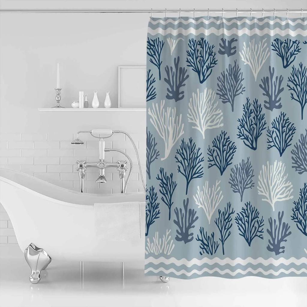 Watercolor Coral Ripple Shower Curtains Waterproof Bath Curtains Home Decor Modern Luxury Bathroom Curtain
