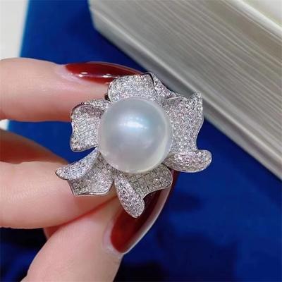 Heißer verkauf neue nachahmung natürliche süßwasser perle perle perlen voller diamant temperament offenen ring weibliche