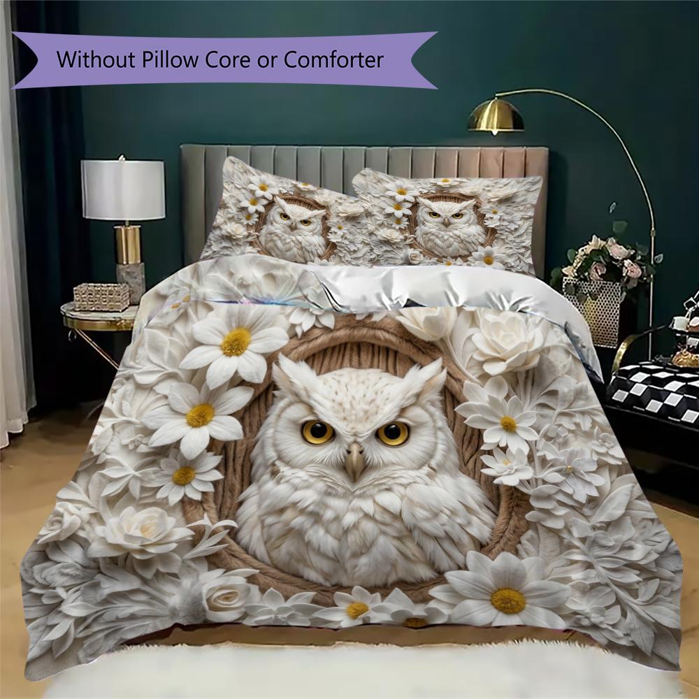 Owl Pattern Bedding Uilt Set Uilt Cover Pillowcase Home Decoration Birthday Gift (1 * Duvet Cover + 2 * Pillowcase Without Core)67