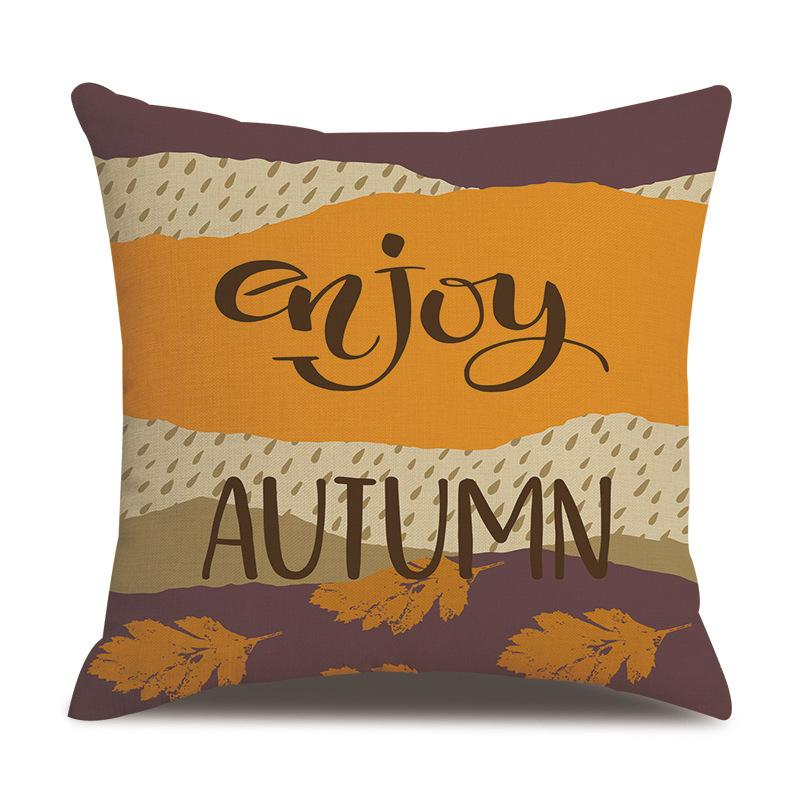 Thanksgiving Linen Pillowcase Autumn Pumpkin Print Pillow Cushion Cover