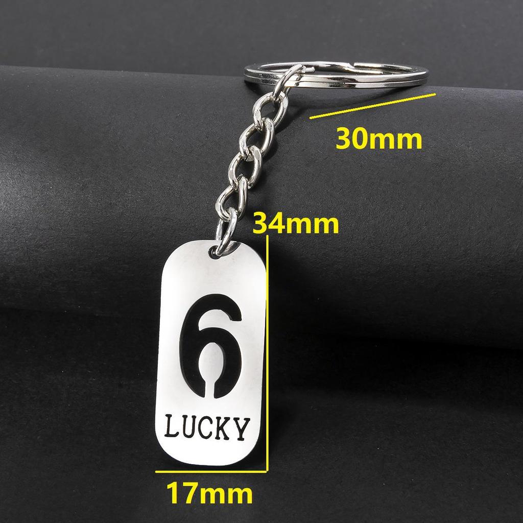 Stainless Steel Lucky Numbers 0-9 Arabic Keychain Pendant