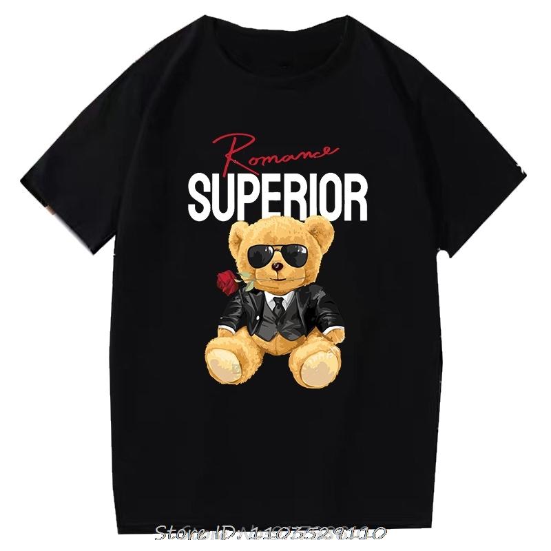 Teddy Bear Tshirt Cool Robotic Graphic Tops Harajuku Cartoon Streetwear Fitness Clothes Casual Fashion Tee Roupas Masculinas