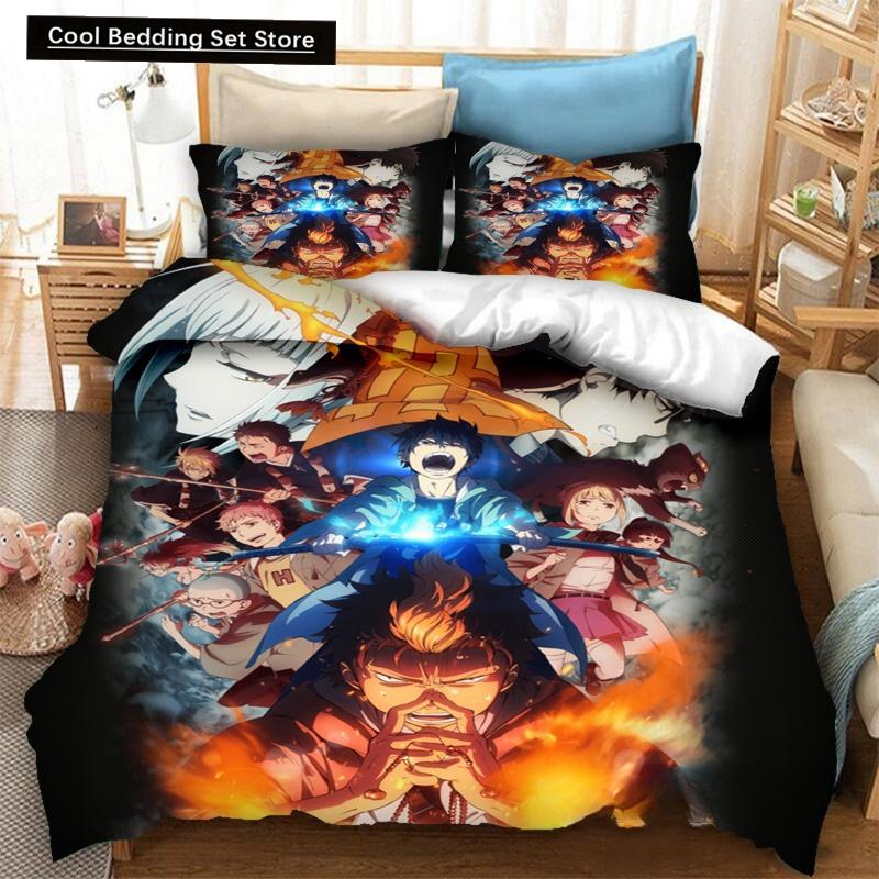 Fashion 3D Printing  Anime Blue Exorcist Bedding Set Duvet Covers Pillowcases One Piece Comforter Bedding Sets Bedclothes Bed