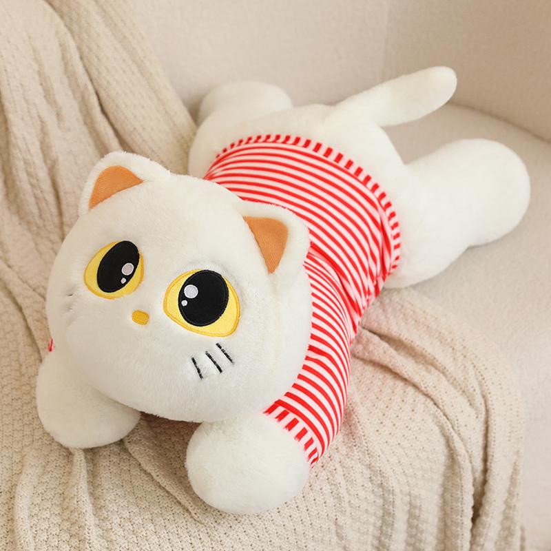 70cm Cute White/Black/Yellow Cat Plush Toy Doll Cuddly Pillow Cushion Ins Big Eyes Cat Plush Toy Doll for Boy Girl Brithday Gift