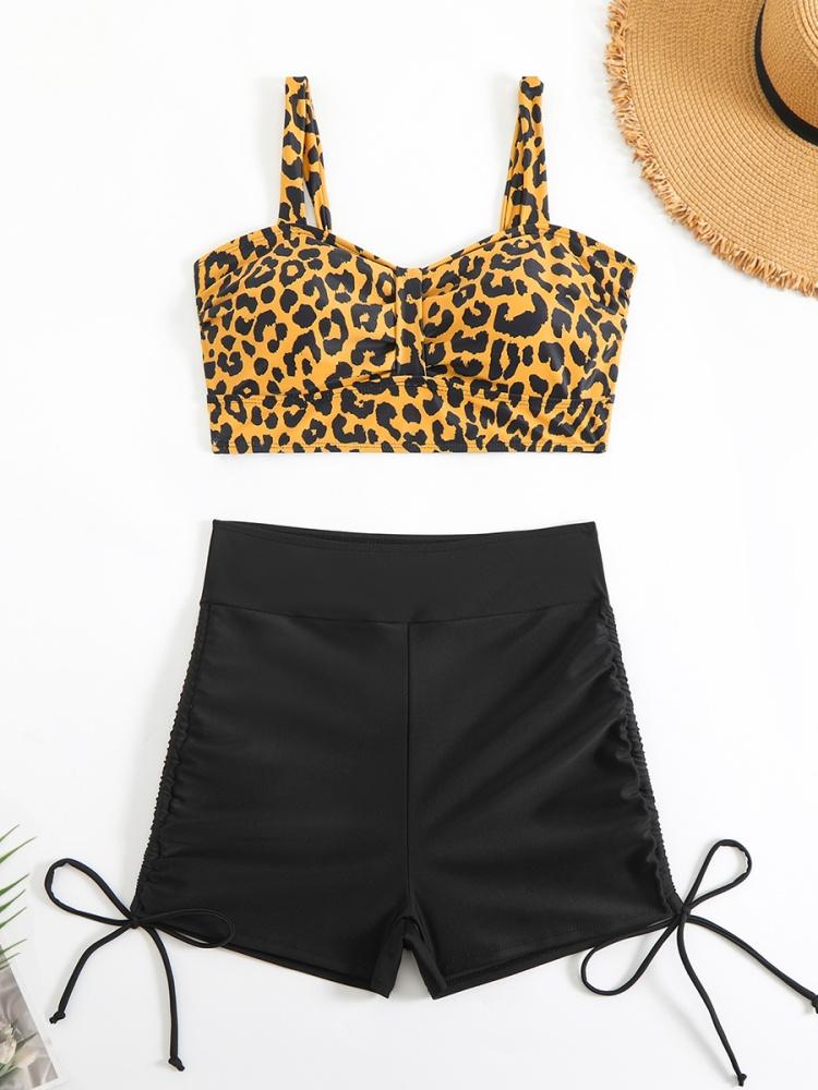 

Bikini Women Swimsuit 2026 New Leopard Sling Shorts Bikinis Set Sexy Swimwear Summer Two Piece Set Beachwear Bathing Suit Female XL жовтий