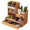 Dřevěný stolní organizér DIY Stolní pořadač Držák na tužky Velkokapacitní úložný box na psací potřeby se zásuvkou pro domácí kancelář a školu