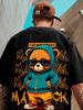 Street Hip Hop Bear Printed T-shirt Men Women Casual Loose Oversized Short Sleeve Unisex Short Sleeved Male Female Clothing