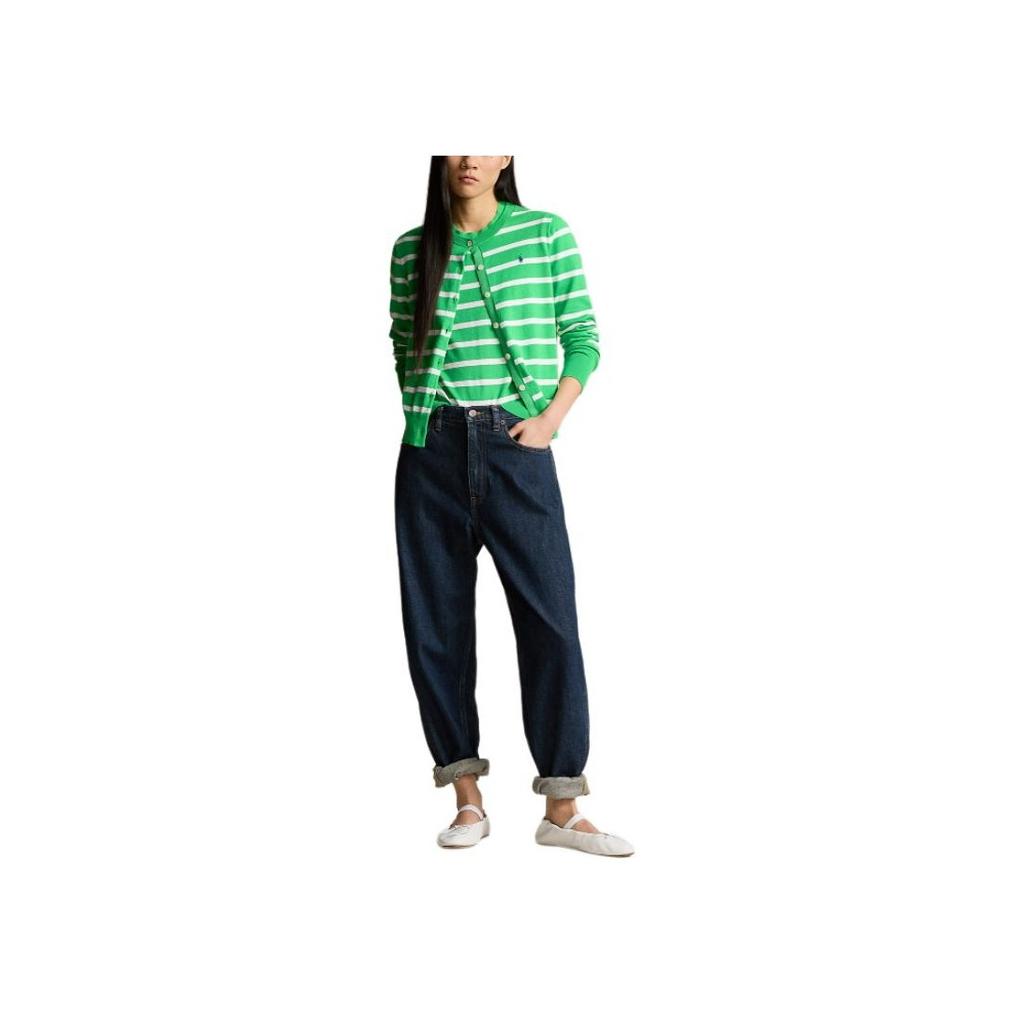 Polo Ralph Lauren Striped Cotton-Blend Cardigan Women Cardigans Green WMPOSWENC020957-300