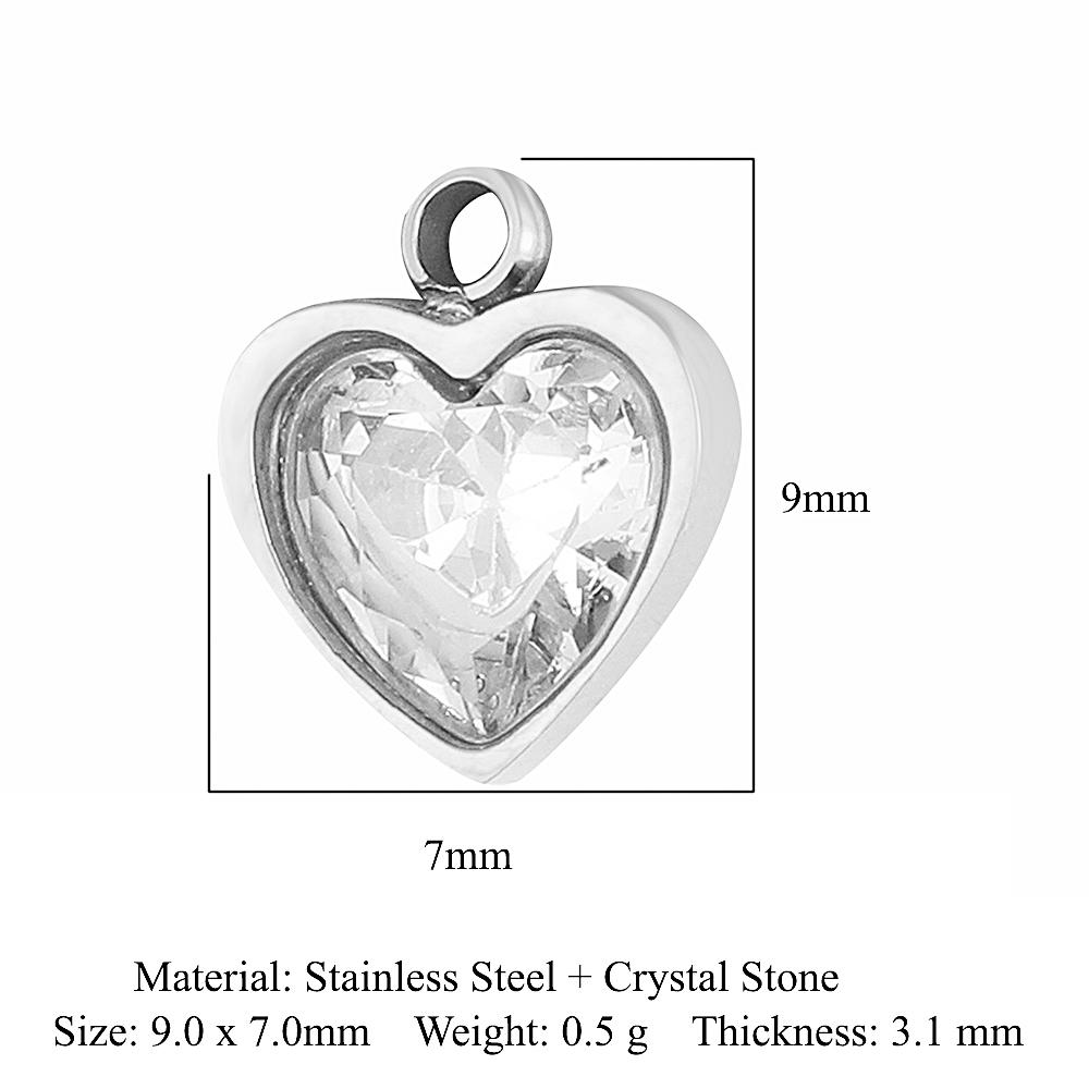 3pcs/Lot Peach Heart Crescent Mirror Polished 316 Stainless Steel DIY Charm Eye Sun Star Moon Rhinestone Jewelry Pendant