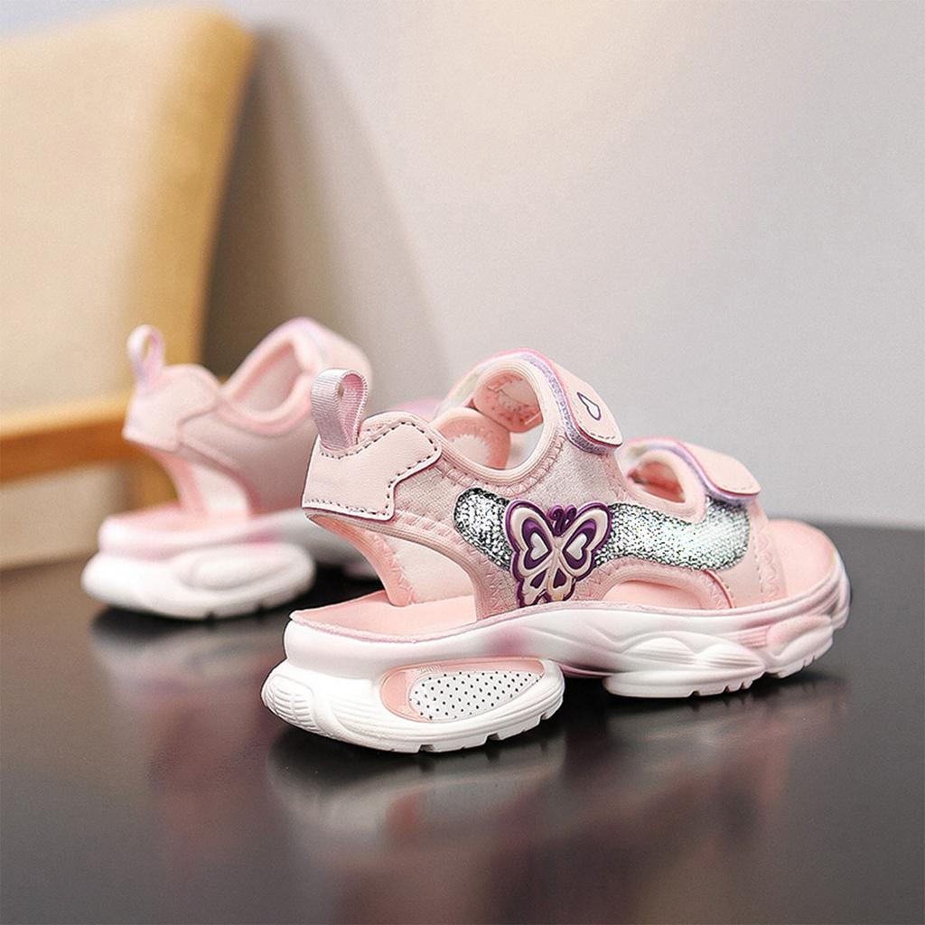 Summer Girls Pink Purple Sandals Children Open Toe Beach Sandals Non-Slip Soft Bottom Breathable Kids Student Sport Shoes