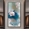 Abstract Flower Picture Canvas Painting New Chinese Golden Luxury Lotus Posters and Prints Wall Picture for Porch Home Decor