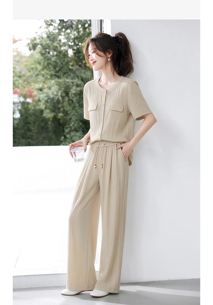 Two piece set of western-style age reducing wide leg pants with fashionable temperament