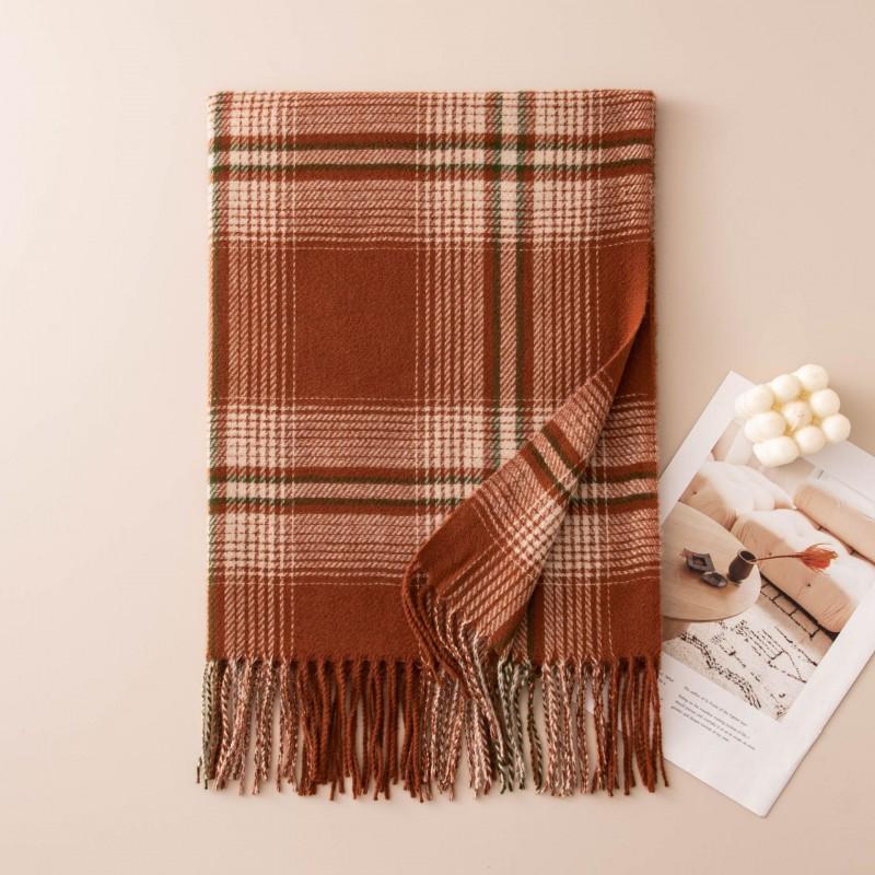 Thick Warm Faux Cashmere Plaid Scarf Women Men Winter College Style Long Wrap Shawl Daily Commute