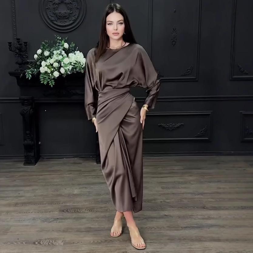 2025 Autumn Loose Casual Long Coat Dress Set for Elegant Comfort