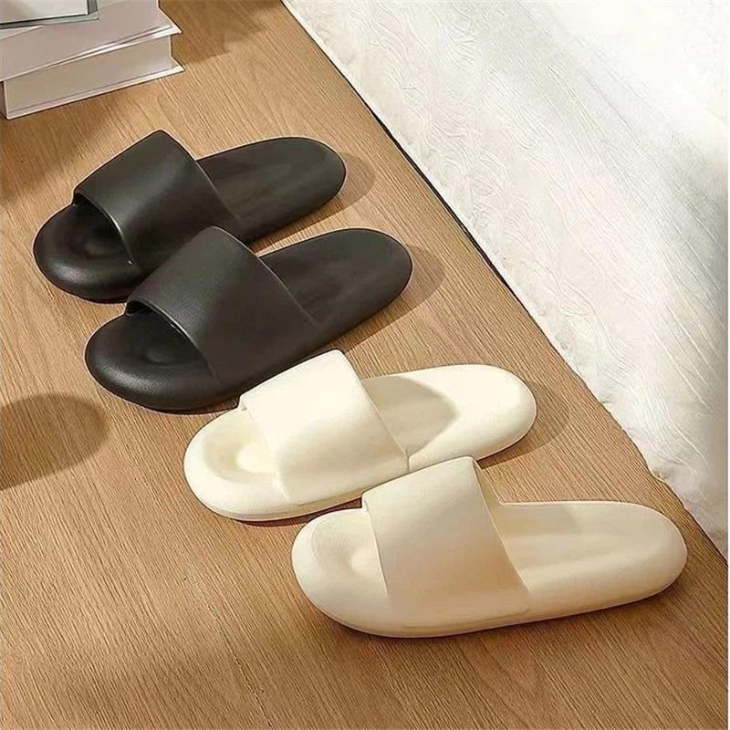 Women's Summer Simple Slippers, Men's Soft Home Slippers, Couple Bathroom Non-slip Sandals, Adult Comfortable Outdoor Beach Shoes