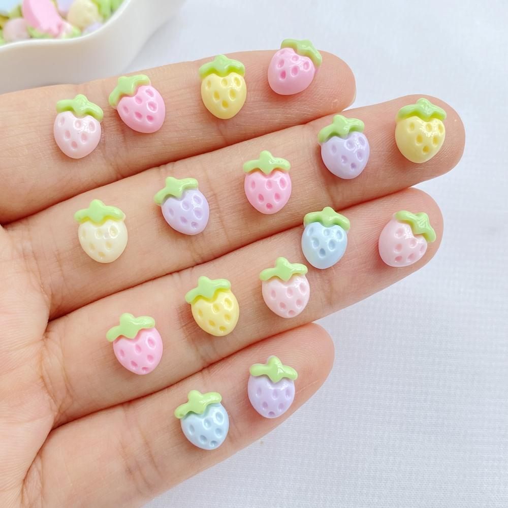 30Pcs New Cute Resin Small Strawberry Flat Back Ornament Jewelry Making Manicure Hairwear Accessories