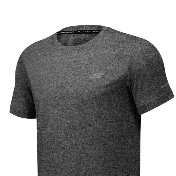 Skechers GODRI SS25 Quick-Dry Breathable Round Neck Short Sleeve T-Shirt Men Tops Carbon-Black P225M219-0018