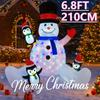 6.8FT LED Inflatable Xmas Yard Decor Snowman Penguins Christmas Toy Gift Outdoor Home Decoration Ornament Festive Supplies Decor