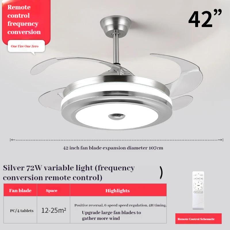 220V Invisible Ceiling Fan Lamps Bedroom Living Room Dining Room Study LED Modern And Minimalist Household Pendant Light
