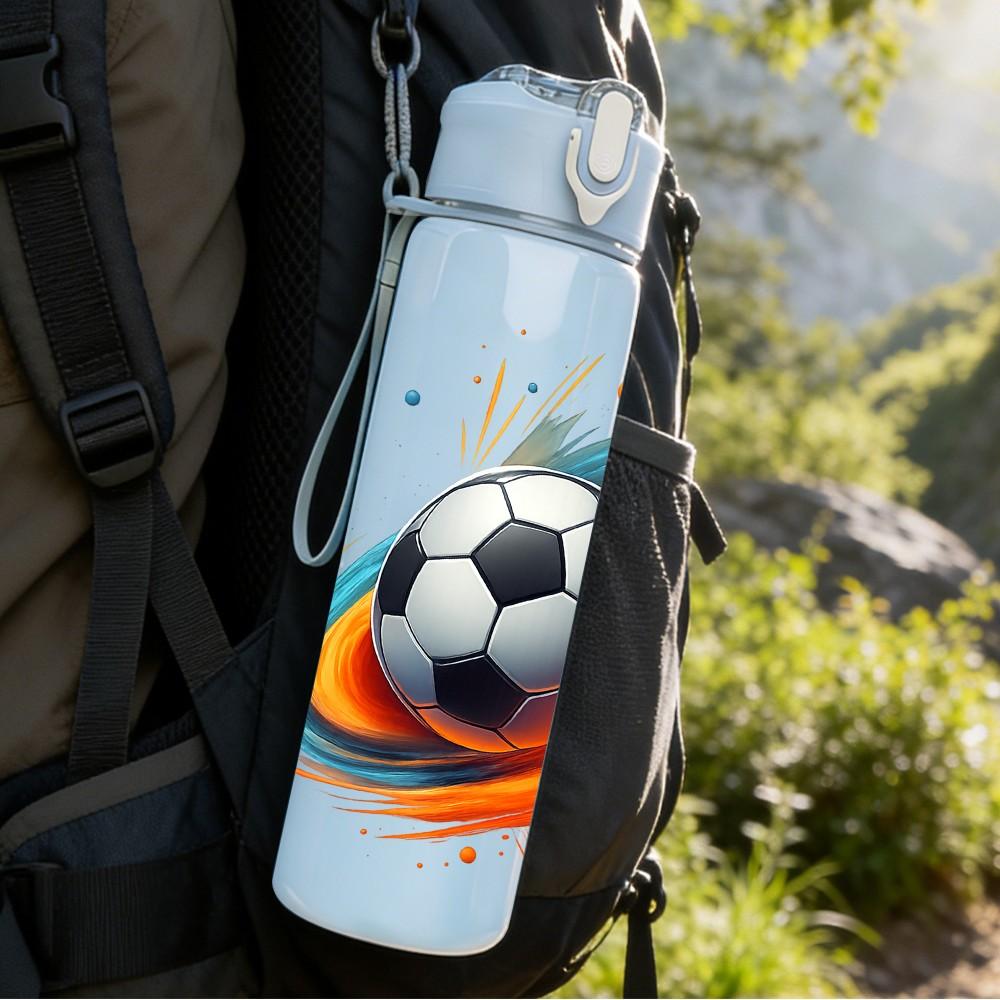 1PC Dynamic Soccer Ball 750ml Color Plastic Sports Water Bottle Leakproof Flip Straw Lid Suitable for Sports Office Home Use
